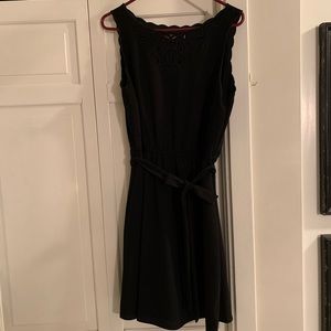 Loft little black belted sleeveless  dress